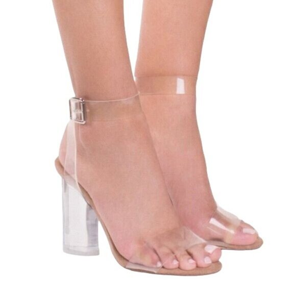 Jeffrey Campbell Sandal Size 8 Clear Acetate Ankle Strap New - Picture 8 of 8